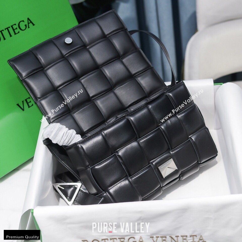 Bottega Veneta Nappa Padded Cassette Crossbody Bag Black/Silver (misu-20121822)