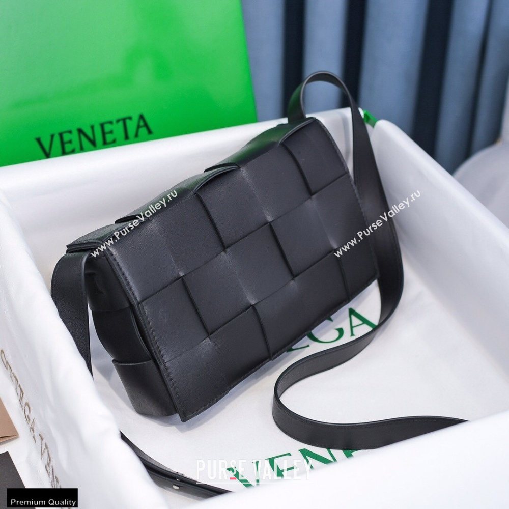 Bottega Veneta Nappa Cassette Crossbody Bag Black/Silver (misu-20121858)