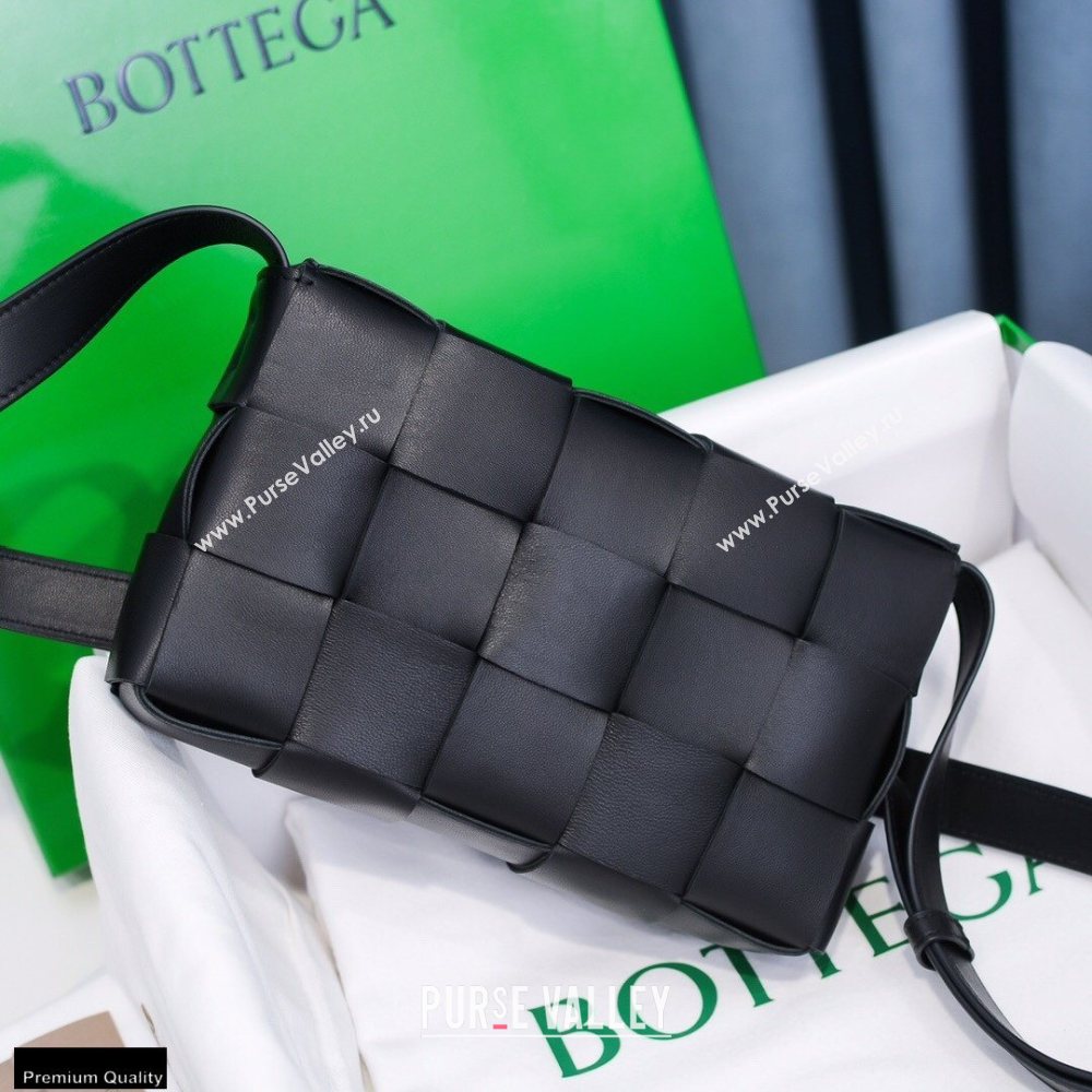 Bottega Veneta Nappa Cassette Crossbody Bag Black/Silver (misu-20121858)