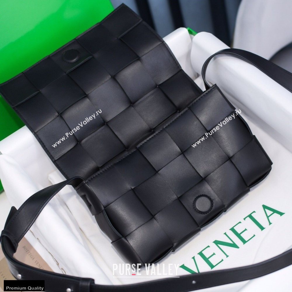 Bottega Veneta Nappa Cassette Crossbody Bag Black/Silver (misu-20121858)