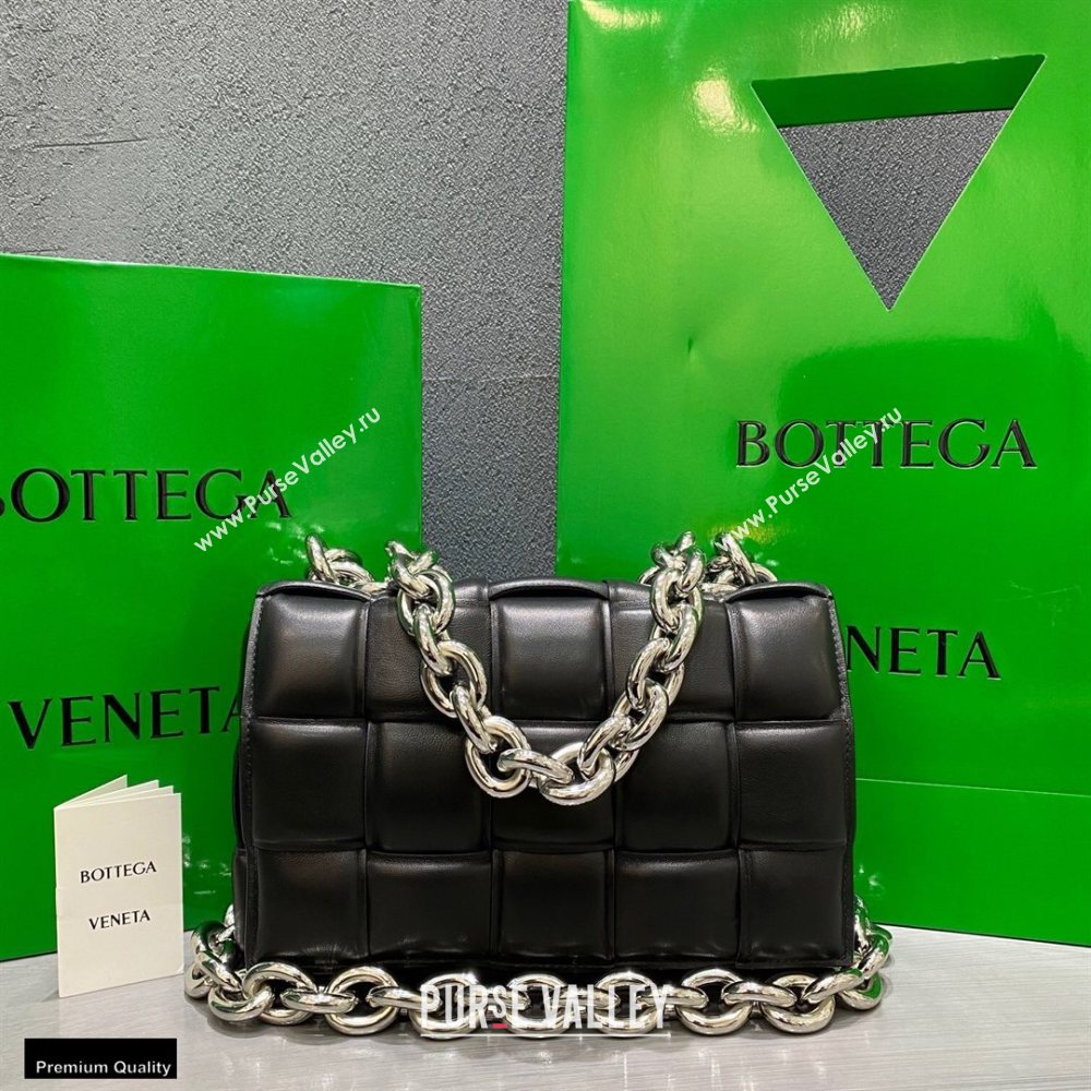 Bottega Veneta Nappa The Chain Cassette Crossbody Bag Black/Silver (misu-20121836)