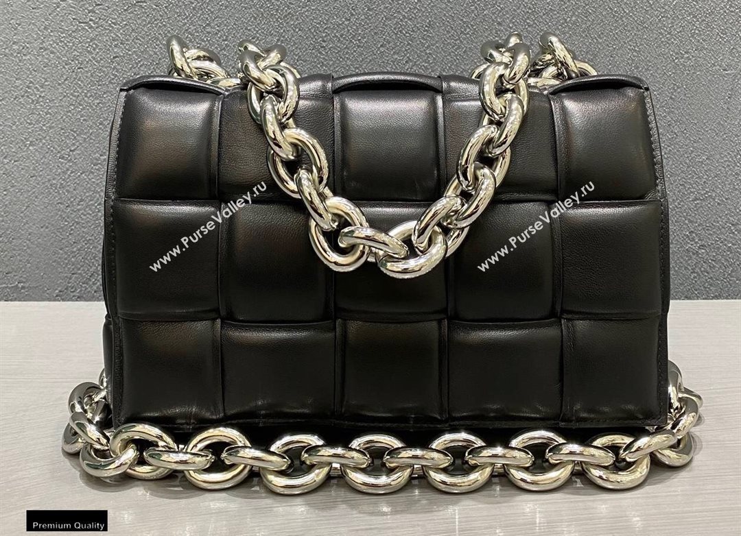 Bottega Veneta Nappa The Chain Cassette Crossbody Bag Black/Silver (misu-20121836)
