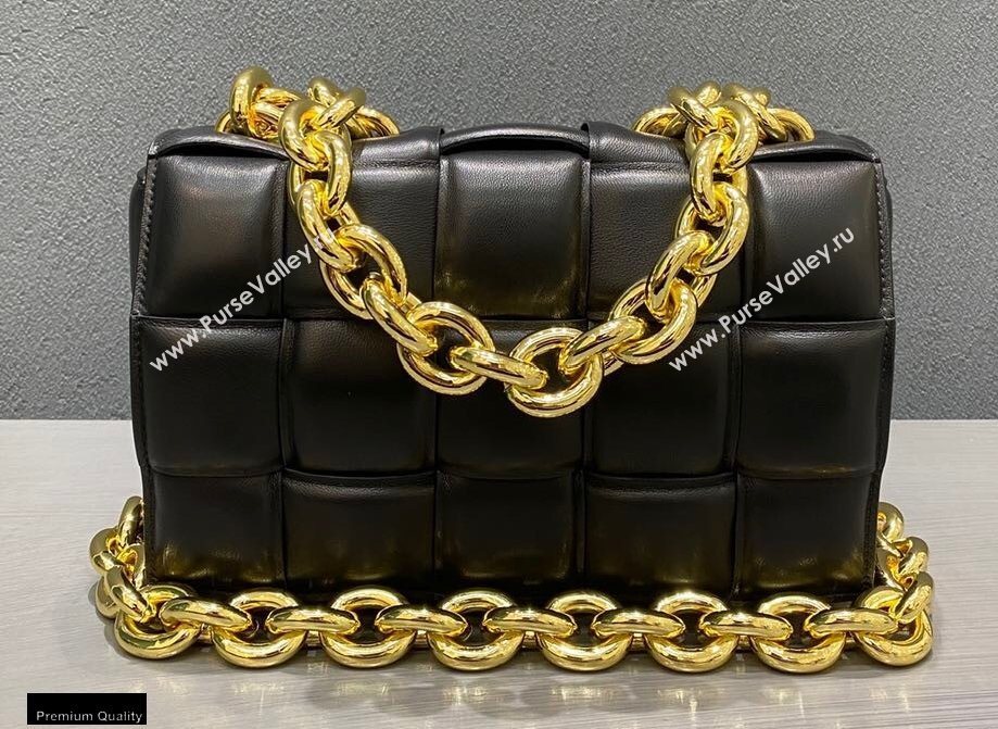 Bottega Veneta Nappa The Chain Cassette Crossbody Bag Black/Gold (misu-20121835)