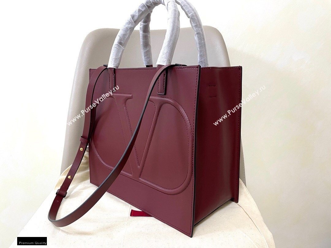 Valentino Large VLogo Walk Calfskin Tote Bag Burgundy 2020 (jindong-20122103)