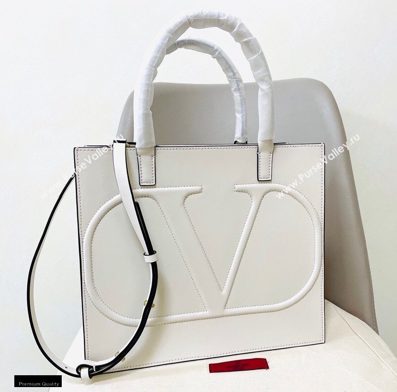 Valentino Large VLogo Walk Calfskin Tote Bag White 2020 (jindong-20122102)