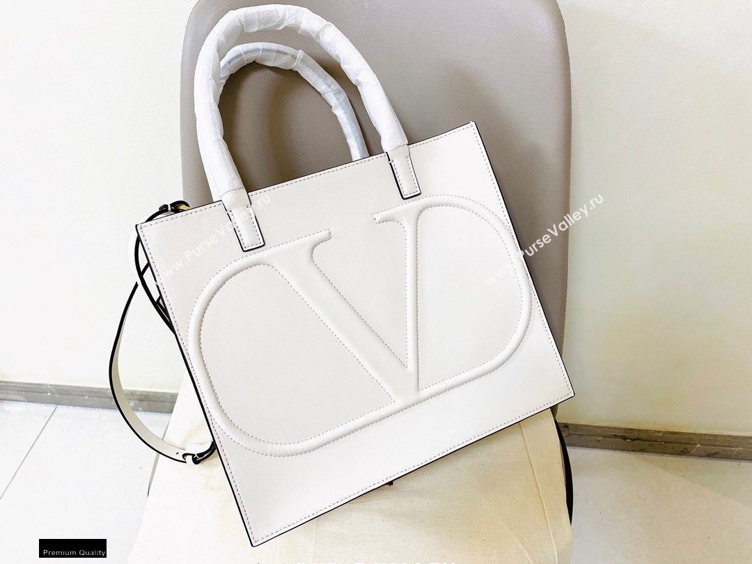 Valentino Large VLogo Walk Calfskin Tote Bag White 2020 (jindong-20122102)