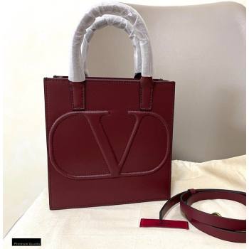 Valentino Small VLogo Walk Calfskin Tote Bag Burgundy 2020 (jindong-20122108)