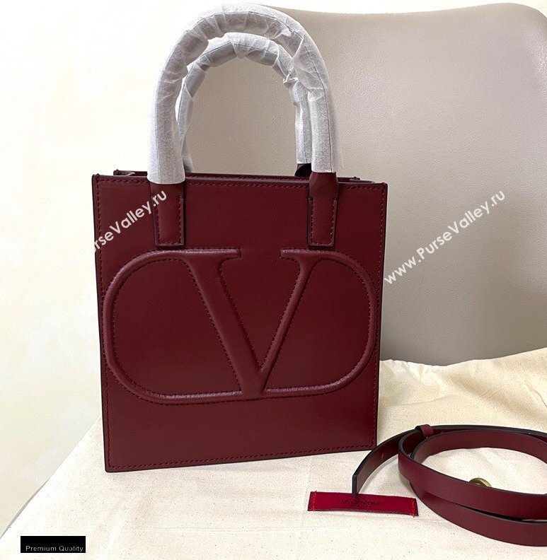 Valentino Small VLogo Walk Calfskin Tote Bag Burgundy 2020 (jindong-20122108)