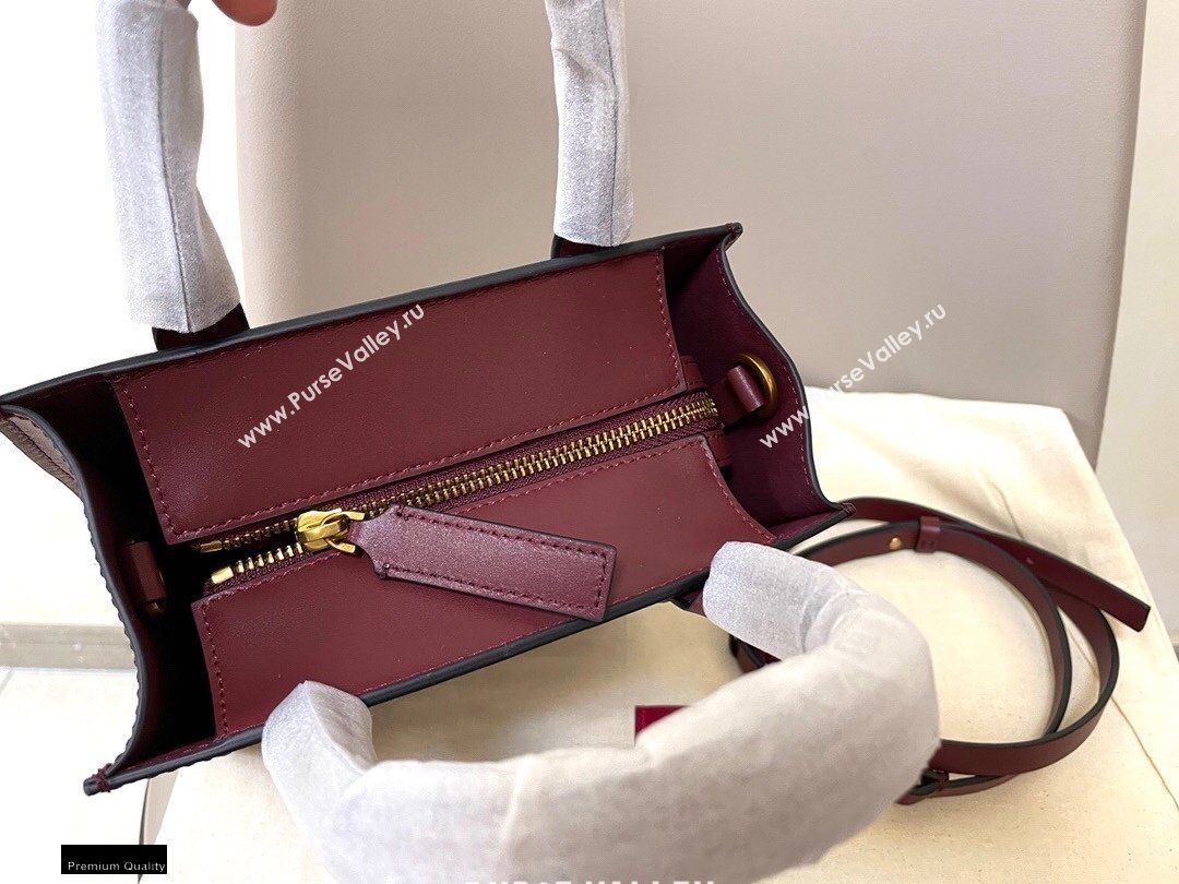 Valentino Small VLogo Walk Calfskin Tote Bag Burgundy 2020 (jindong-20122108)