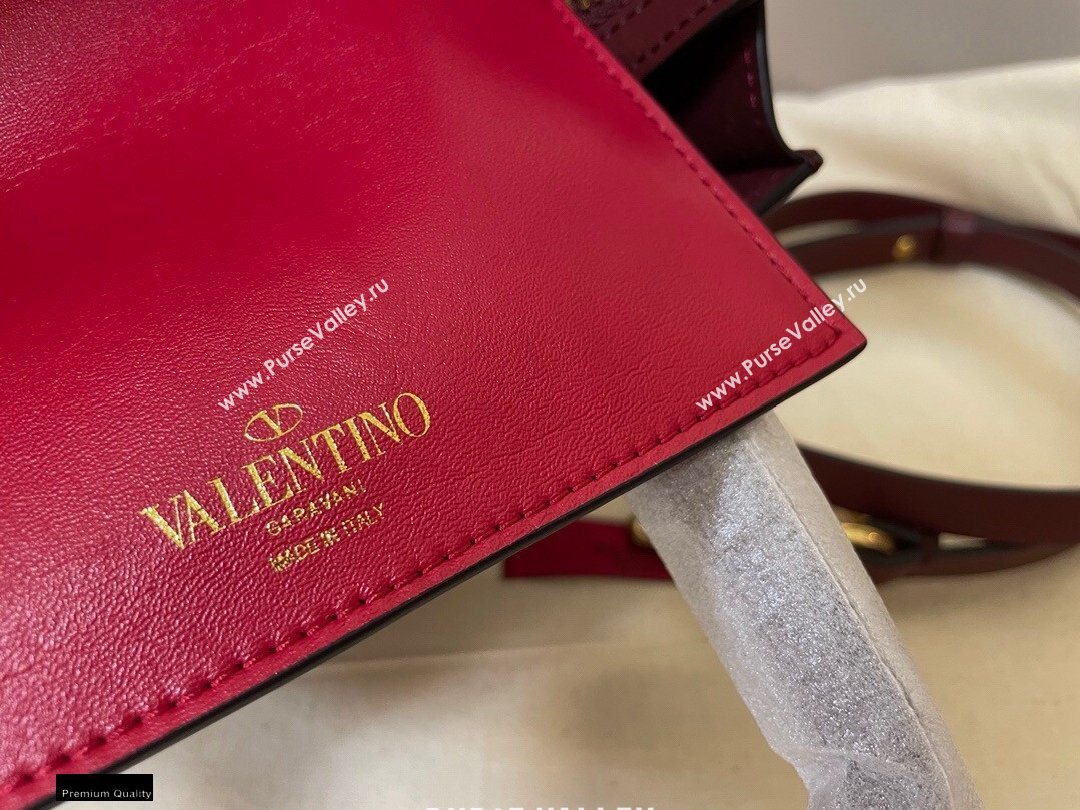 Valentino Small VLogo Walk Calfskin Tote Bag Burgundy 2020 (jindong-20122108)