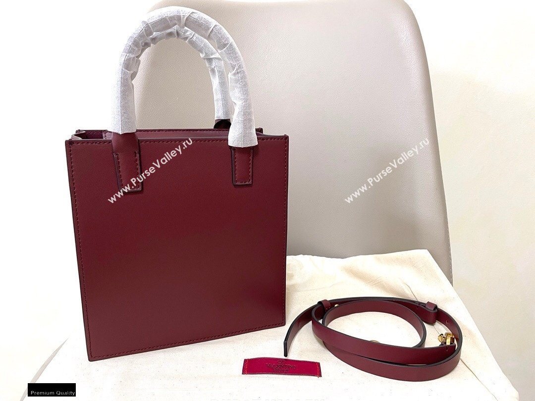 Valentino Small VLogo Walk Calfskin Tote Bag Burgundy 2020 (jindong-20122108)