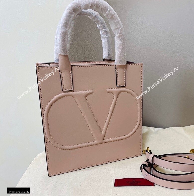 Valentino Small VLogo Walk Calfskin Tote Bag Nude 2020 (jindong-20122109)