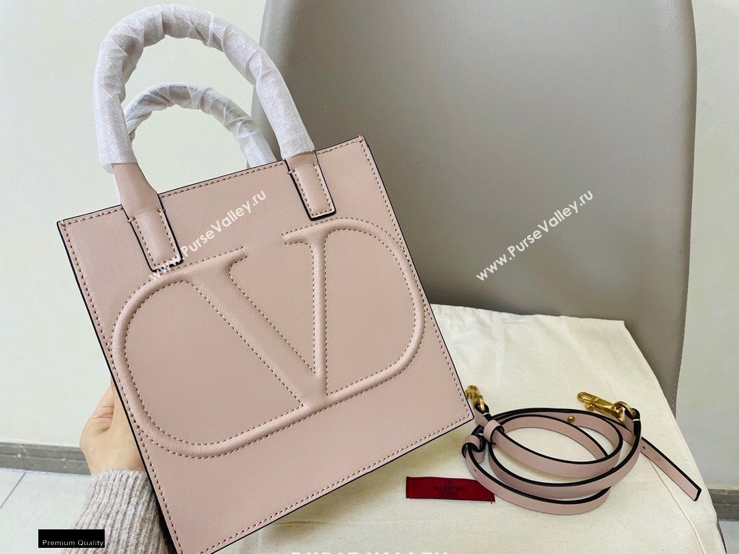 Valentino Small VLogo Walk Calfskin Tote Bag Nude 2020 (jindong-20122109)