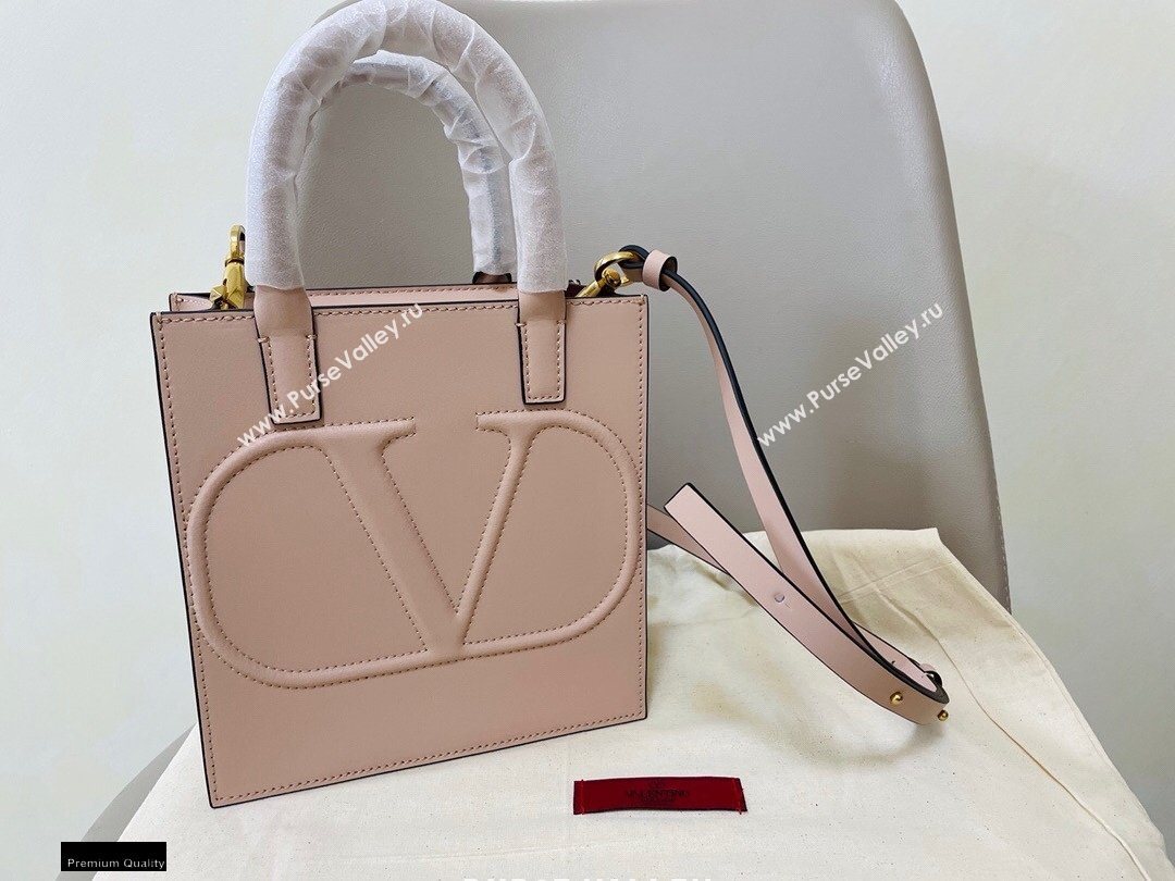 Valentino Small VLogo Walk Calfskin Tote Bag Nude 2020 (jindong-20122109)