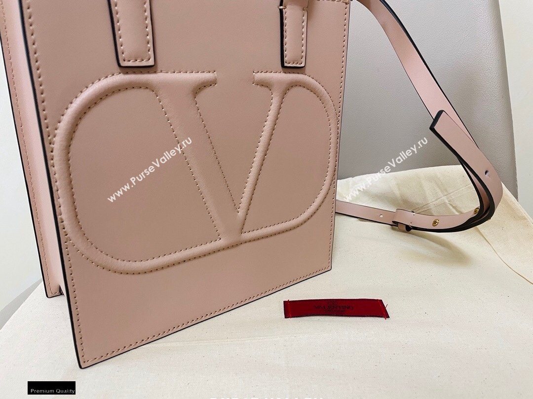 Valentino Small VLogo Walk Calfskin Tote Bag Nude 2020 (jindong-20122109)