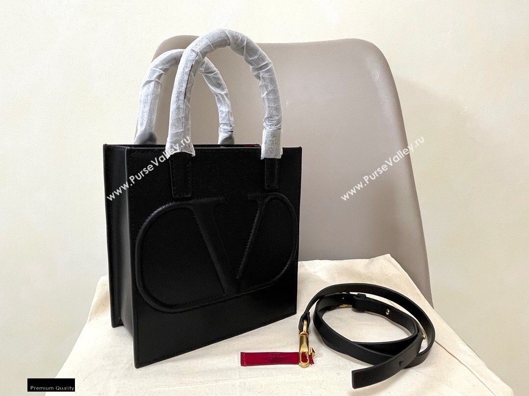 Valentino Small VLogo Walk Calfskin Tote Bag Black 2020 (jindong-20122106)