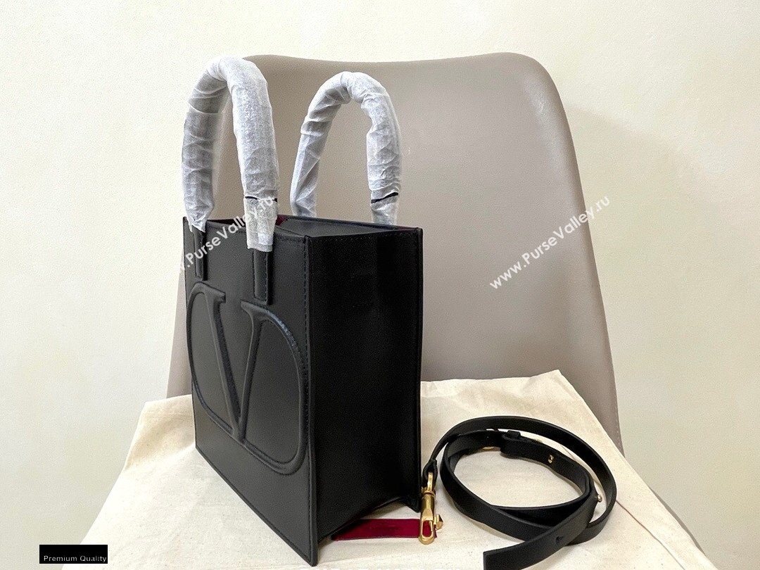Valentino Small VLogo Walk Calfskin Tote Bag Black 2020 (jindong-20122106)