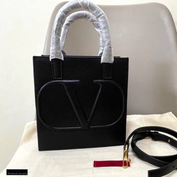 Valentino Small VLogo Walk Calfskin Tote Bag Black 2020 (jindong-20122106)