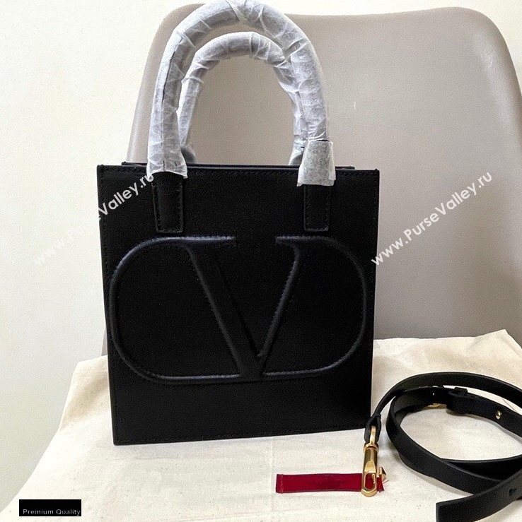 Valentino Small VLogo Walk Calfskin Tote Bag Black 2020 (jindong-20122106)
