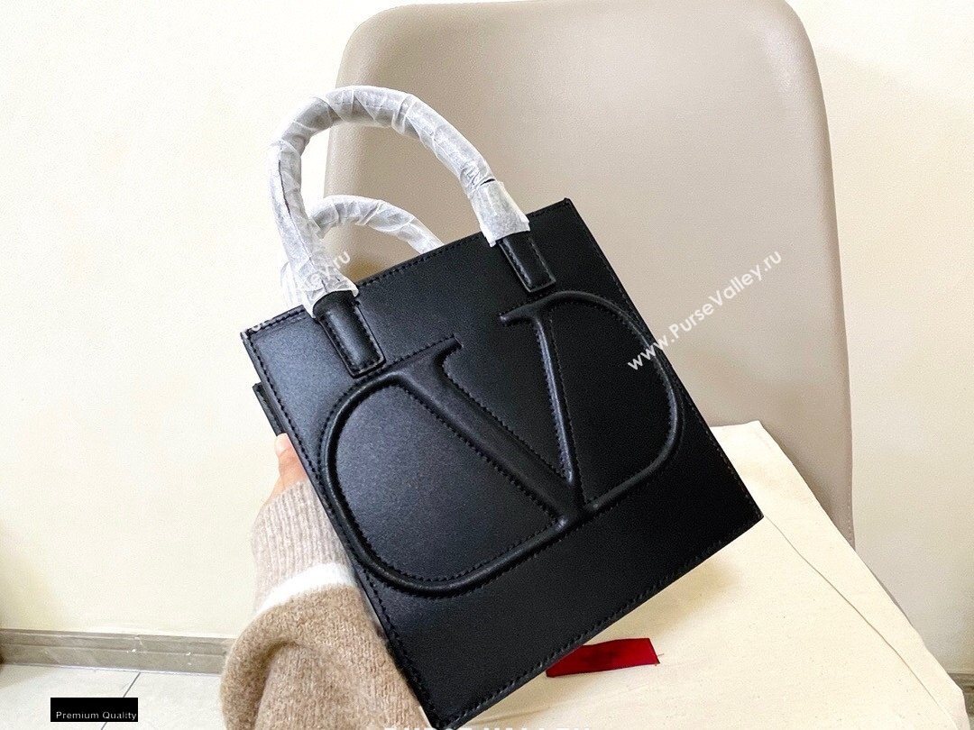Valentino Small VLogo Walk Calfskin Tote Bag Black 2020 (jindong-20122106)