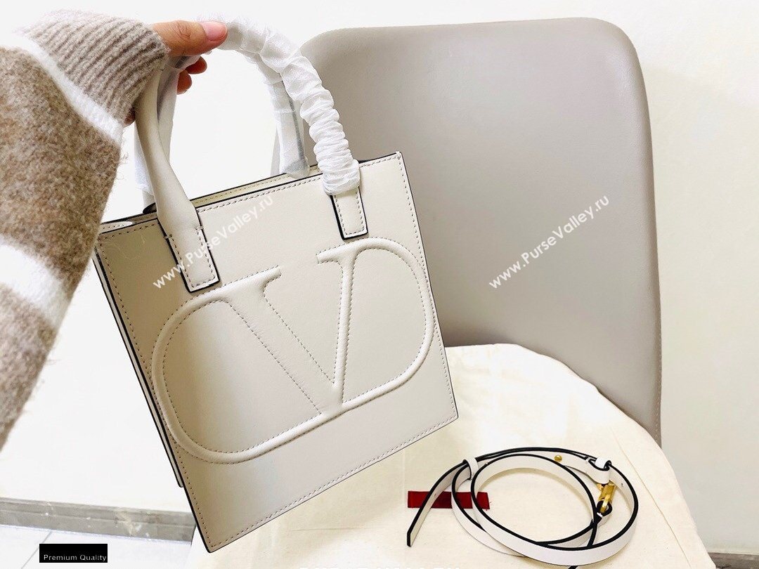 Valentino Small VLogo Walk Calfskin Tote Bag White 2020 (jindong-20122107)