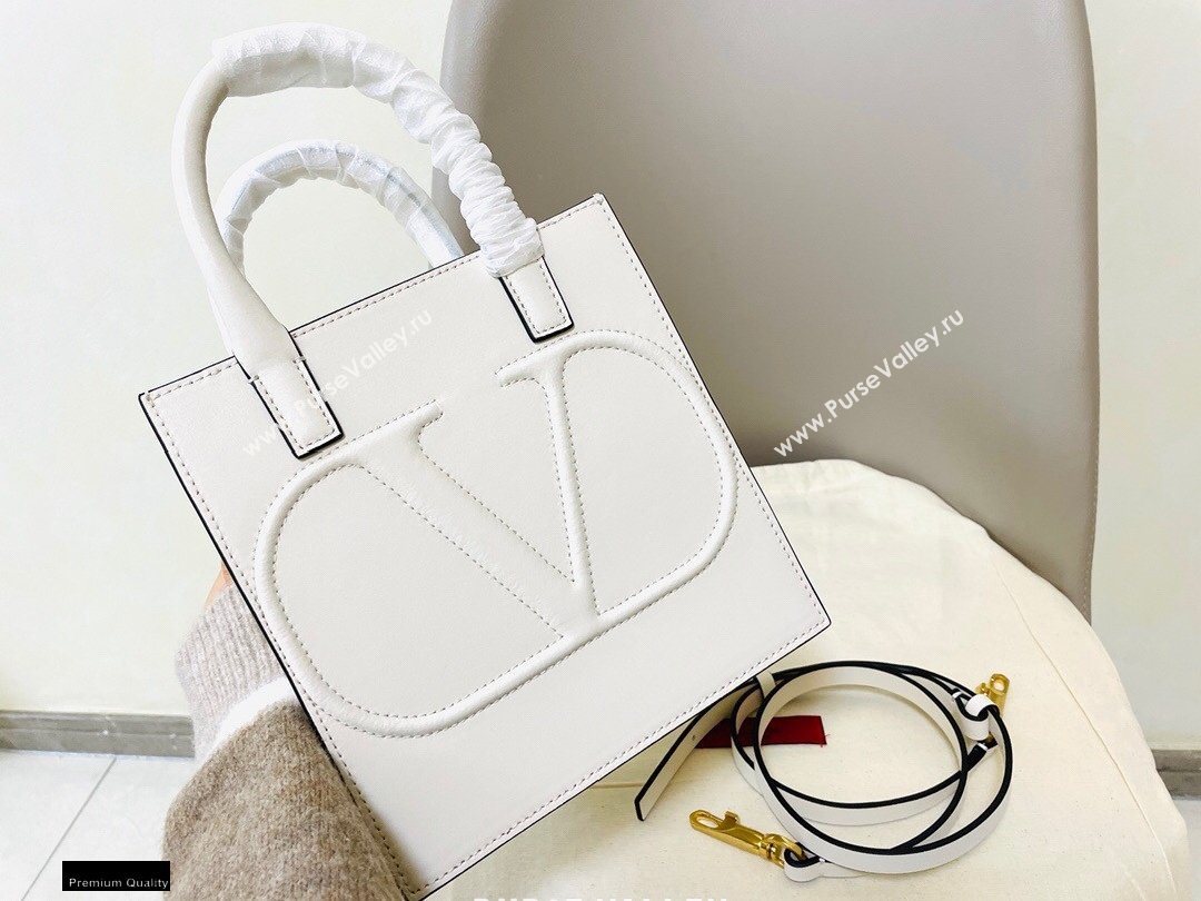 Valentino Small VLogo Walk Calfskin Tote Bag White 2020 (jindong-20122107)