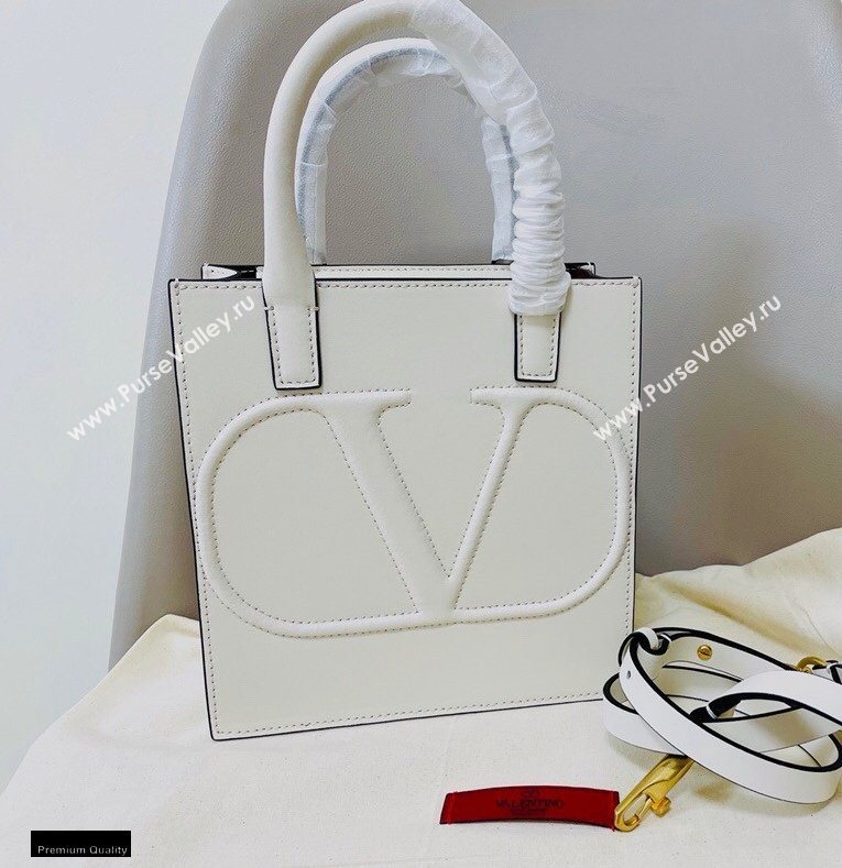 Valentino Small VLogo Walk Calfskin Tote Bag White 2020 (jindong-20122107)