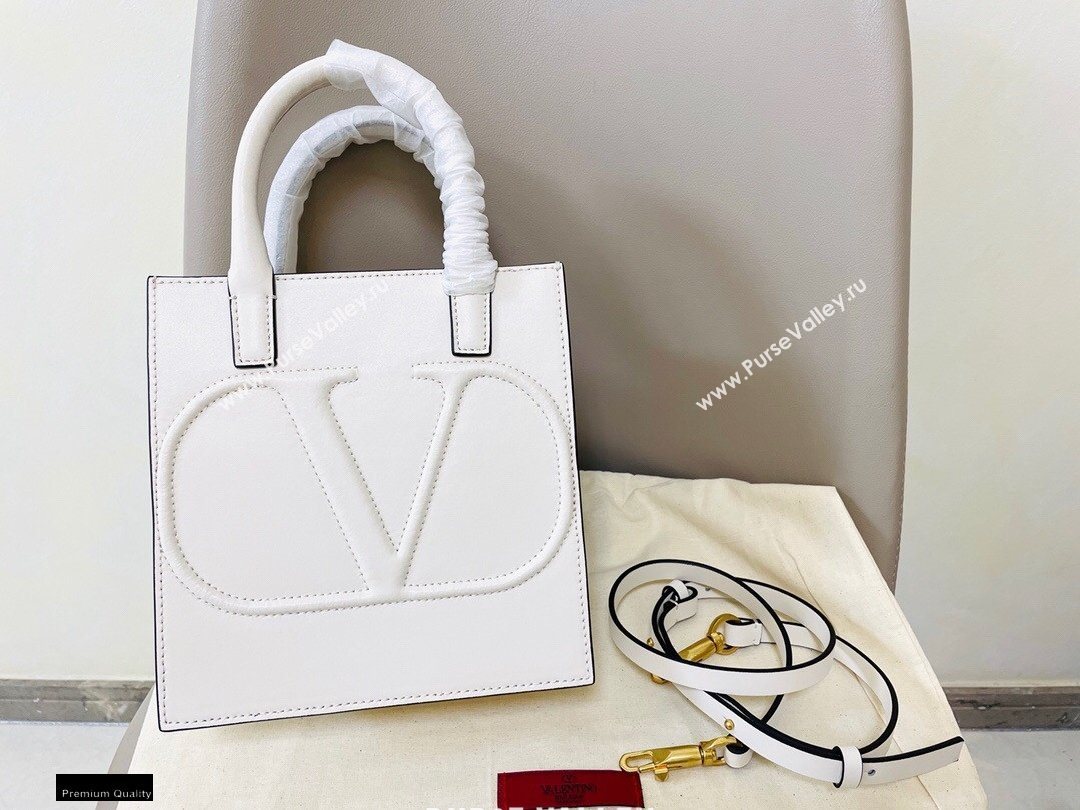 Valentino Small VLogo Walk Calfskin Tote Bag White 2020 (jindong-20122107)