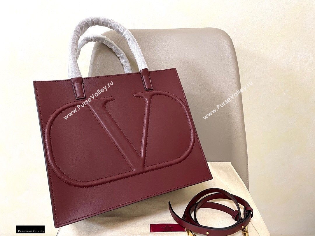 Valentino Large VLogo Walk Calfskin Tote Bag Burgundy 2020 (jindong-20122103)