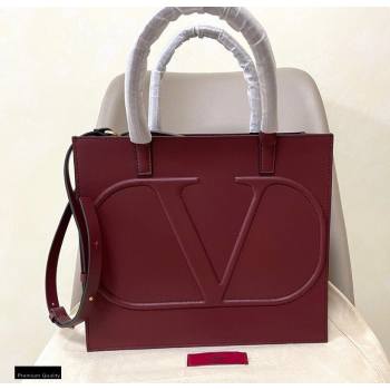 Valentino Large VLogo Walk Calfskin Tote Bag Burgundy 2020 (jindong-20122103)