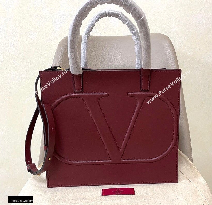 Valentino Large VLogo Walk Calfskin Tote Bag Burgundy 2020 (jindong-20122103)