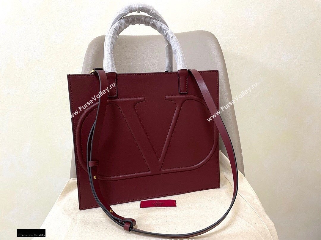 Valentino Large VLogo Walk Calfskin Tote Bag Burgundy 2020 (jindong-20122103)