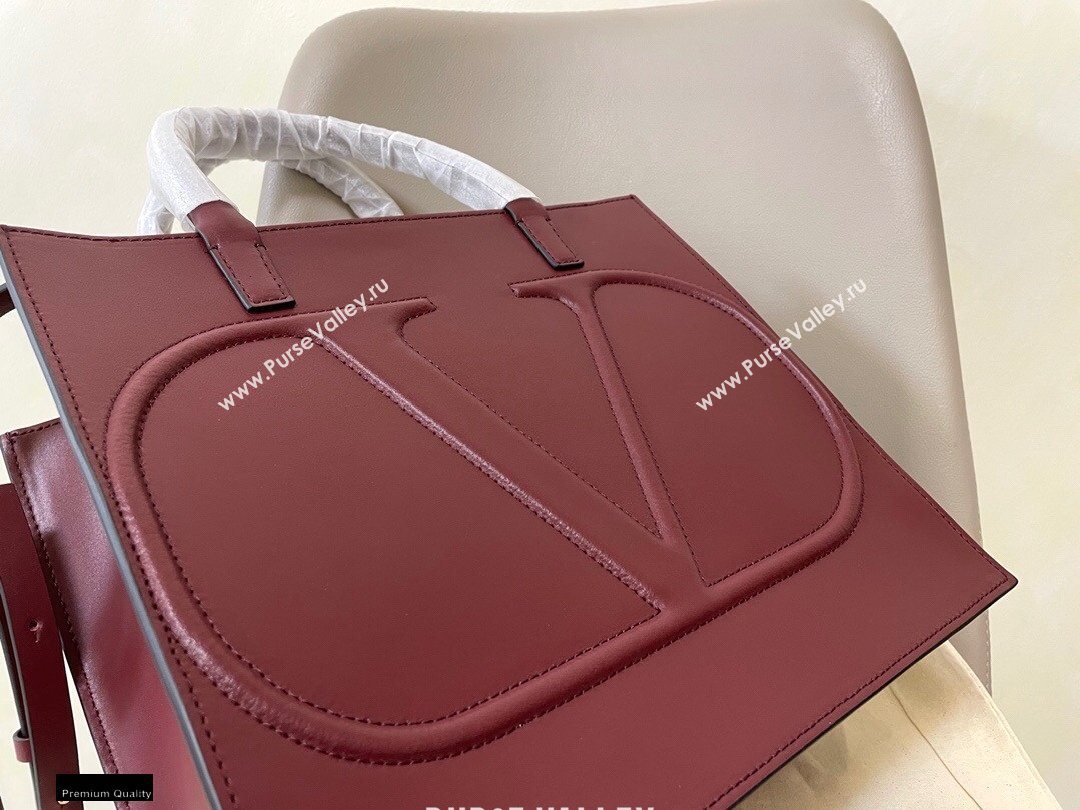 Valentino Large VLogo Walk Calfskin Tote Bag Burgundy 2020 (jindong-20122103)