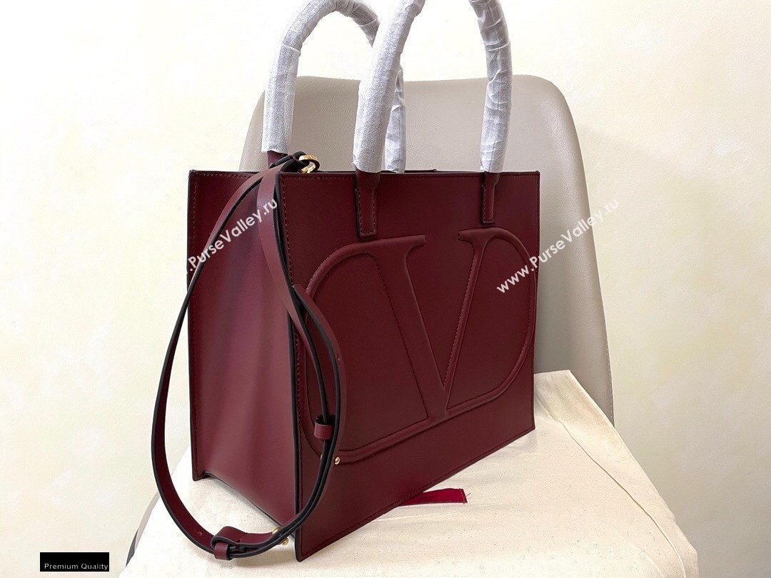 Valentino Large VLogo Walk Calfskin Tote Bag Burgundy 2020 (jindong-20122103)