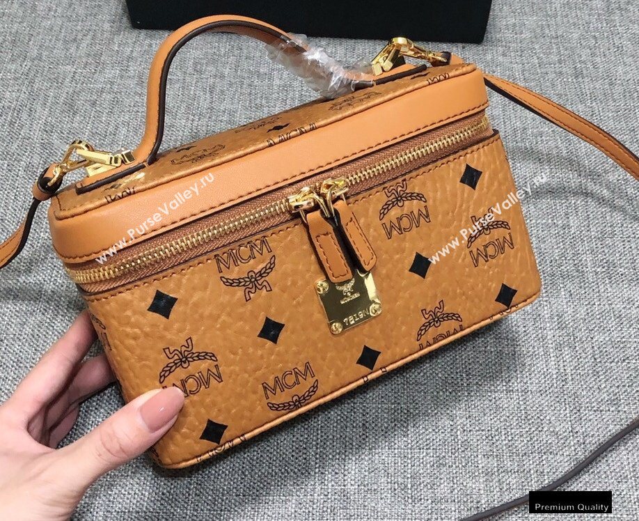 MCM Visetos Rockstar Vanity Case Bag Cognac (xiaodai-20122319)