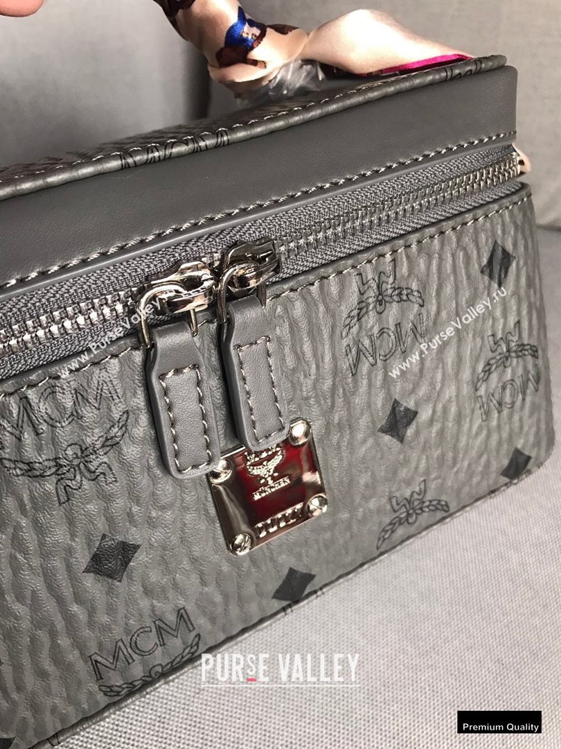 MCM Visetos Rockstar Vanity Case Bag Gray (xiaodai-20122317)