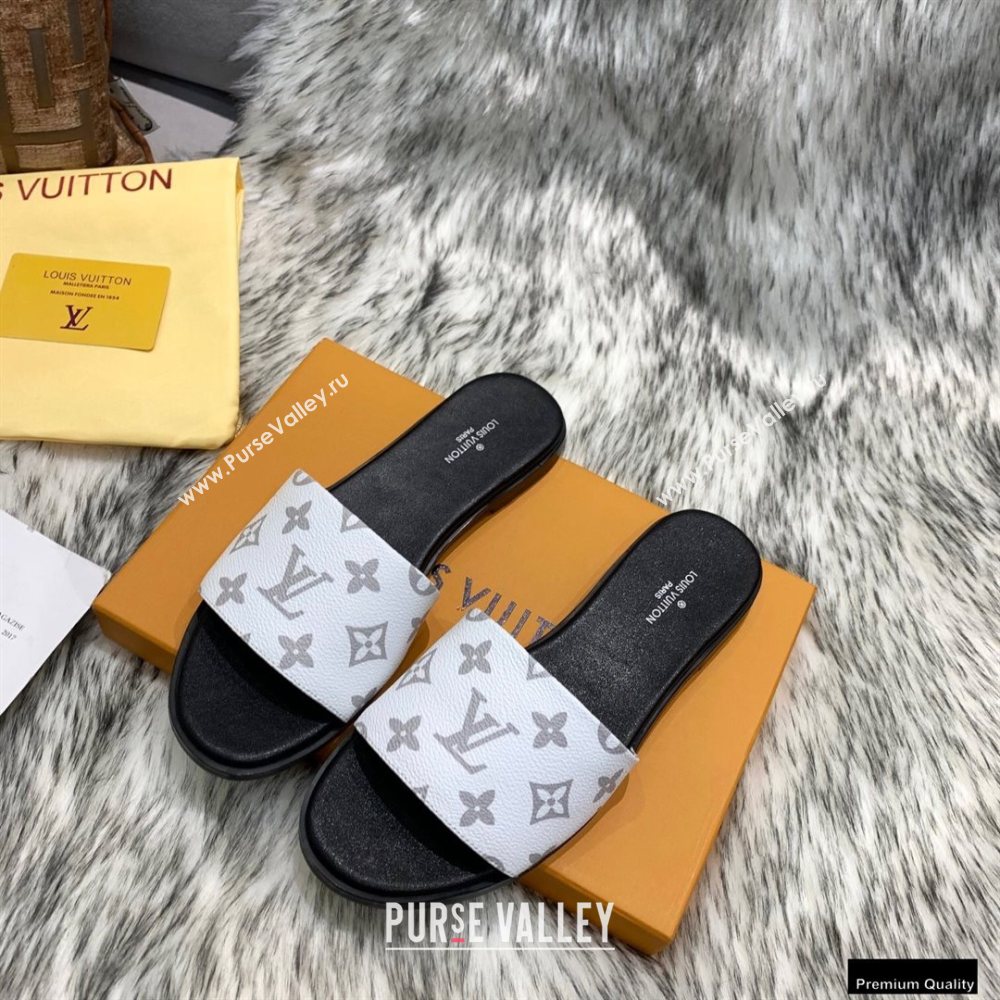 Louis Vuitton Monogram Canvas Lock It Flat Mules White 2020 (modeng-20122318)