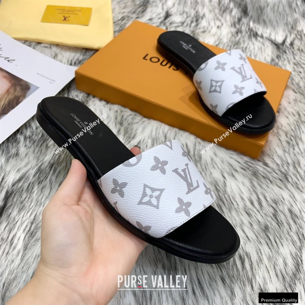 Louis Vuitton Monogram Canvas Lock It Flat Mules White 2020 (modeng-20122318)