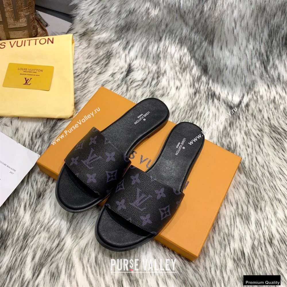 Louis Vuitton Monogram Canvas Lock It Flat Mules Black 2020 (modeng-20122317)