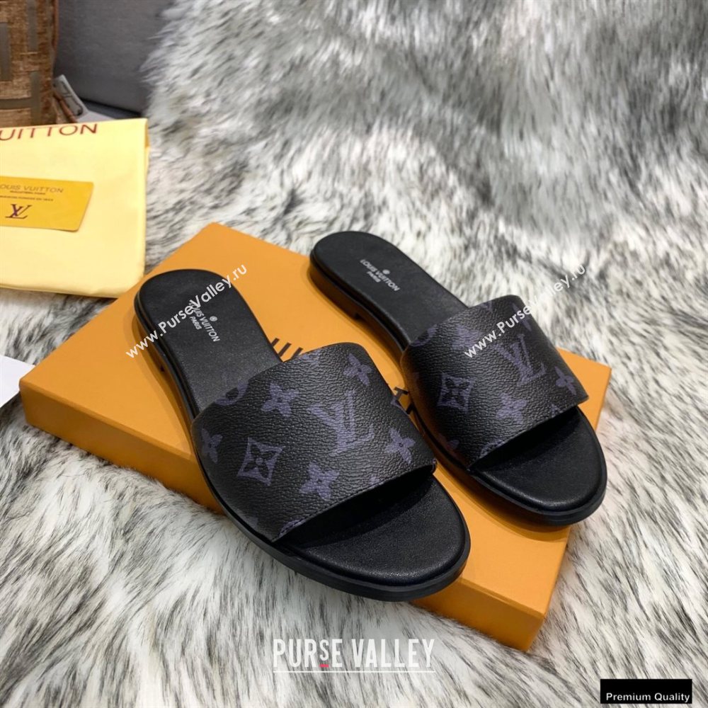 Louis Vuitton Monogram Canvas Lock It Flat Mules Black 2020 (modeng-20122317)