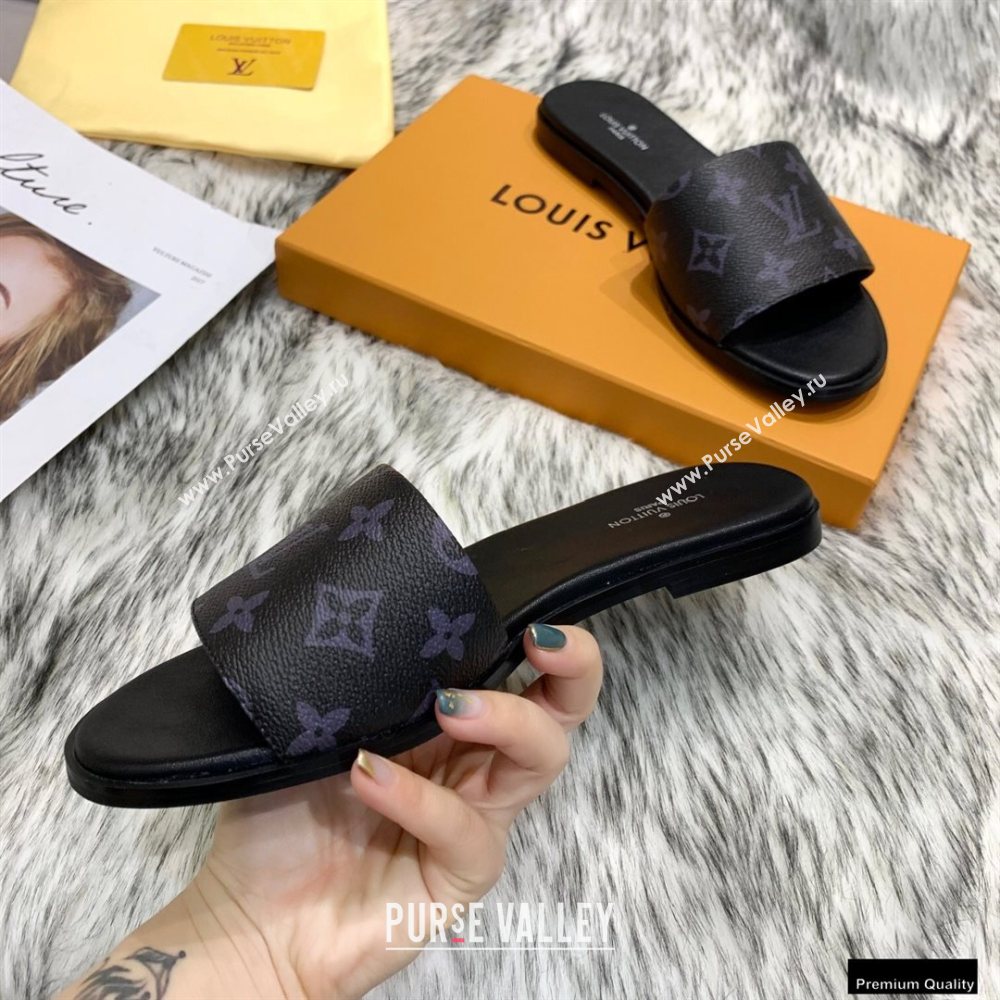 Louis Vuitton Monogram Canvas Lock It Flat Mules Black 2020 (modeng-20122317)