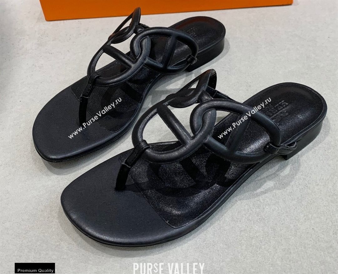 Hermes Chaine Dancre Beach Sandals Black (modeng-20122428)