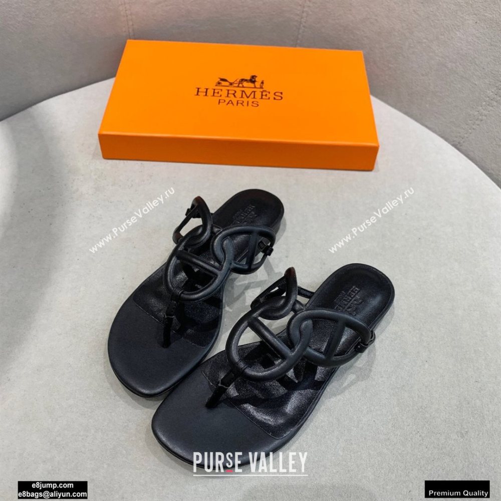 Hermes Chaine Dancre Beach Sandals Black (modeng-20122428)