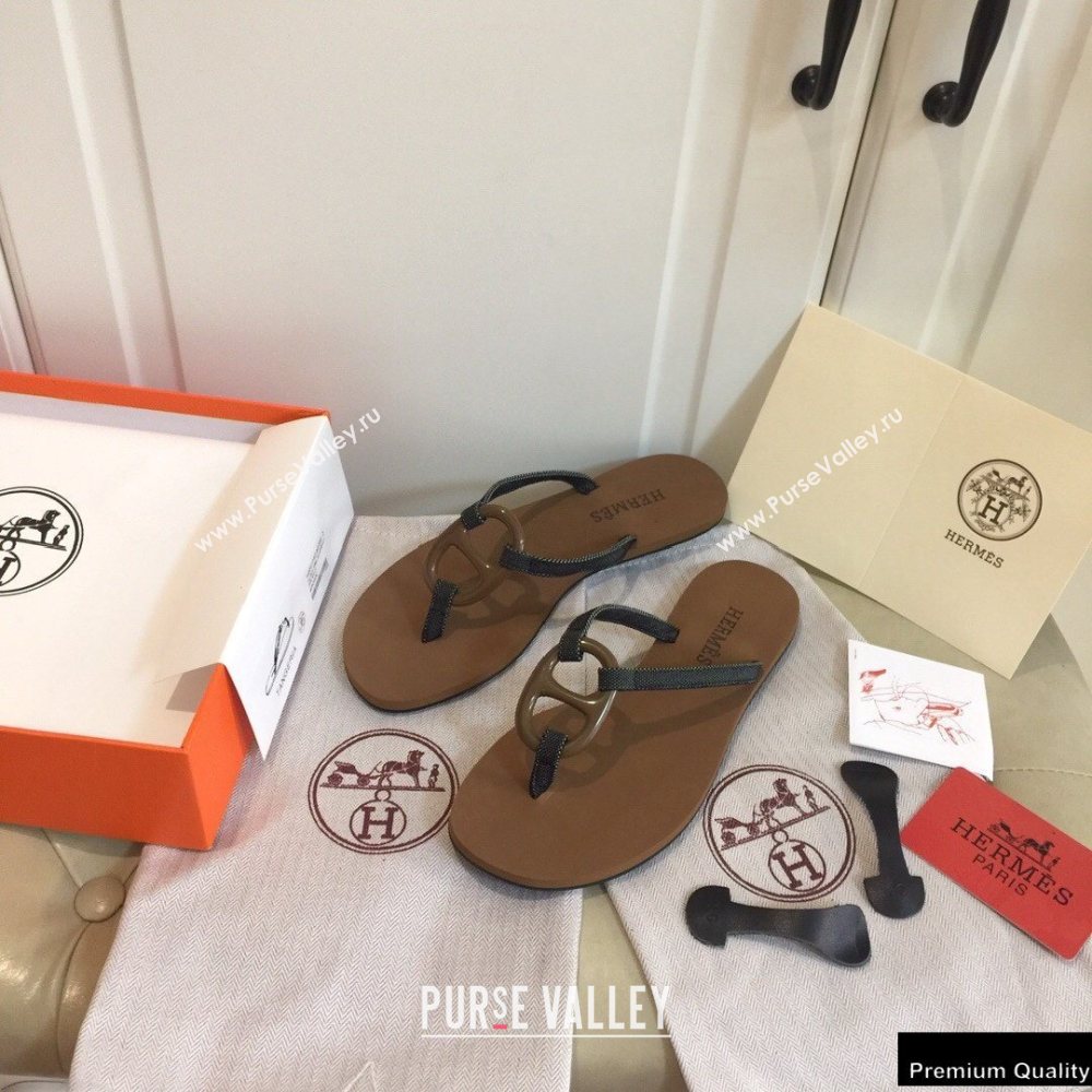 Hermes Kala Nera Chaine Dancre Flip Flops Thongs Sandals 12 (modeng-20122424)