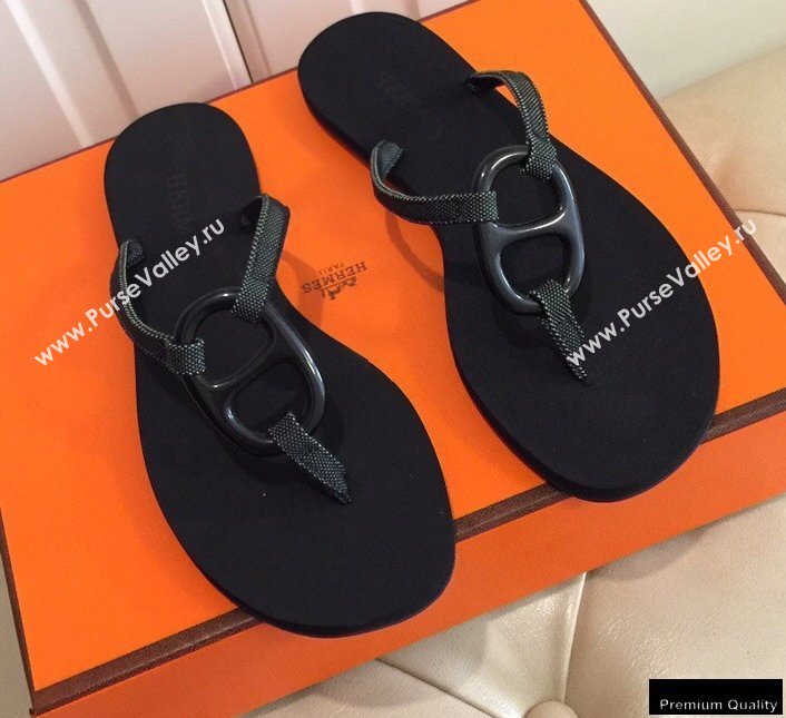 Hermes Kala Nera Chaine Dancre Flip Flops Thongs Sandals 15 (modeng-20122427)