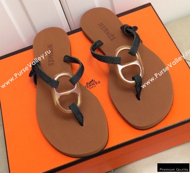 Hermes Kala Nera Chaine Dancre Flip Flops Thongs Sandals 03 (modeng-20122415)