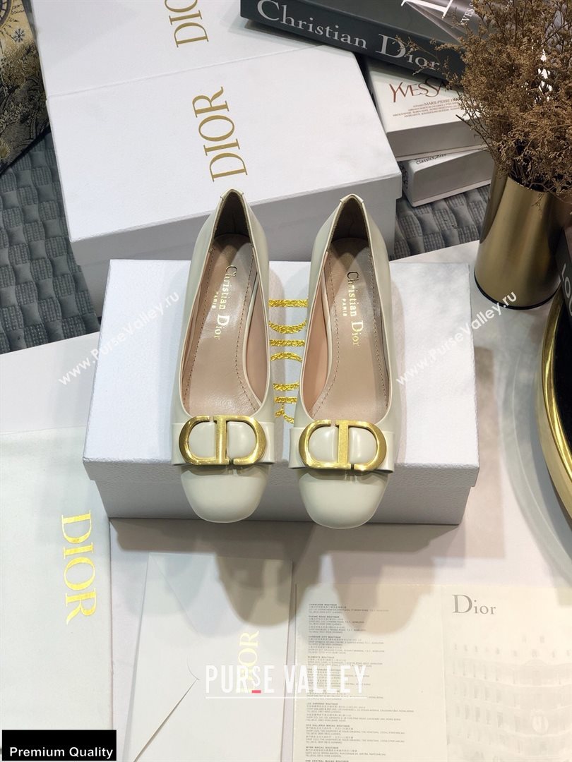 Dior Heel 3.5cm 30 Montaigne Pumps Calfskin White 2021 (jincheng-20122313)