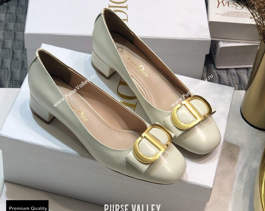 Dior Heel 3.5cm 30 Montaigne Pumps Calfskin White 2021 (jincheng-20122313)