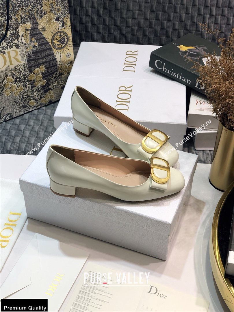 Dior Heel 3.5cm 30 Montaigne Pumps Calfskin White 2021 (jincheng-20122313)