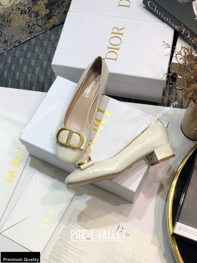 Dior Heel 3.5cm 30 Montaigne Pumps Calfskin White 2021 (jincheng-20122313)